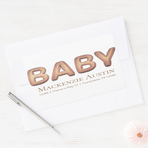 Baby Balloon Elegant Rose Gold Baby Shower Rectangular Sticker