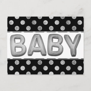 Baby Balloon Unisex Silver Shower or Reveal Postcard