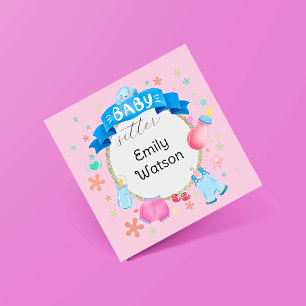 Baby Banner Festive Circle Babysitter  Square Business Card