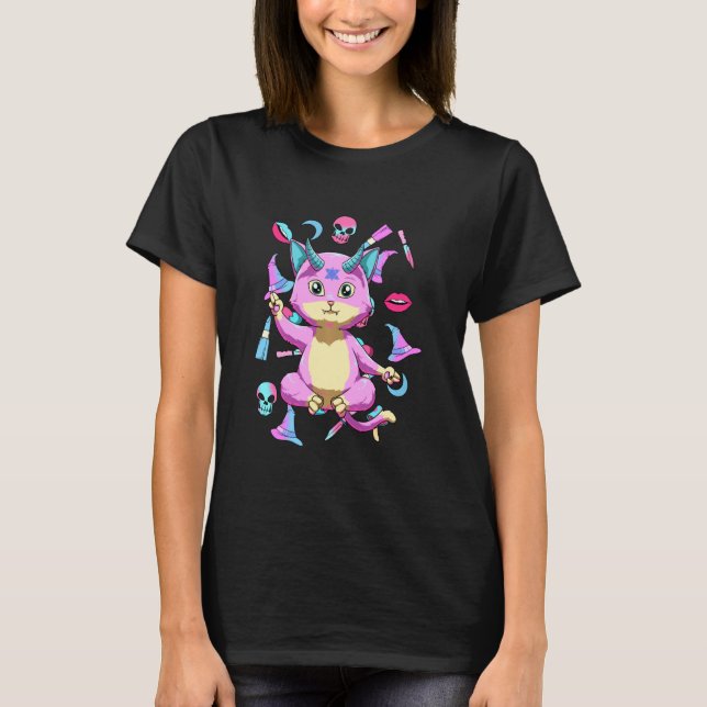 Baby Baphomet Cat Pastel Goth And Nu Goth T-Shirt (Front)