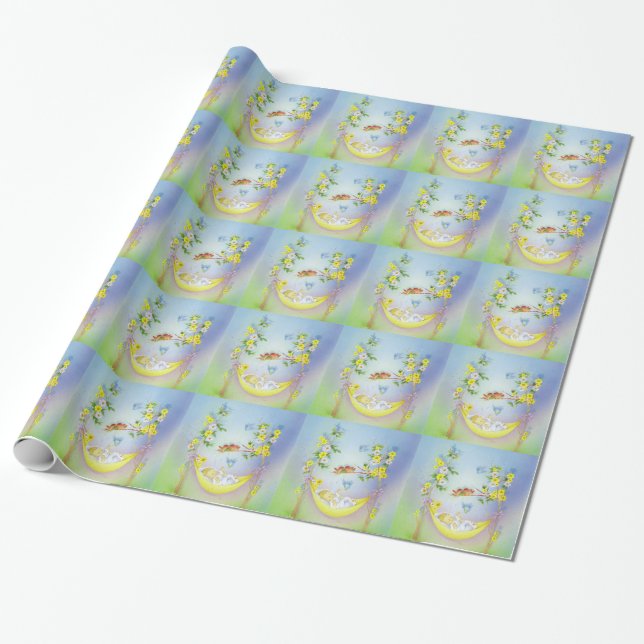 Baby baptism, christening wrapping paper (Unrolled)