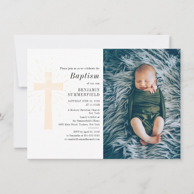 Baby Baptism Custom Photo Religious Ceremony Invitation (Front)