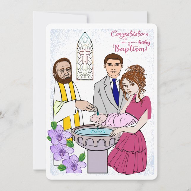 Baby baptism Greetings Holiday Card (Front)
