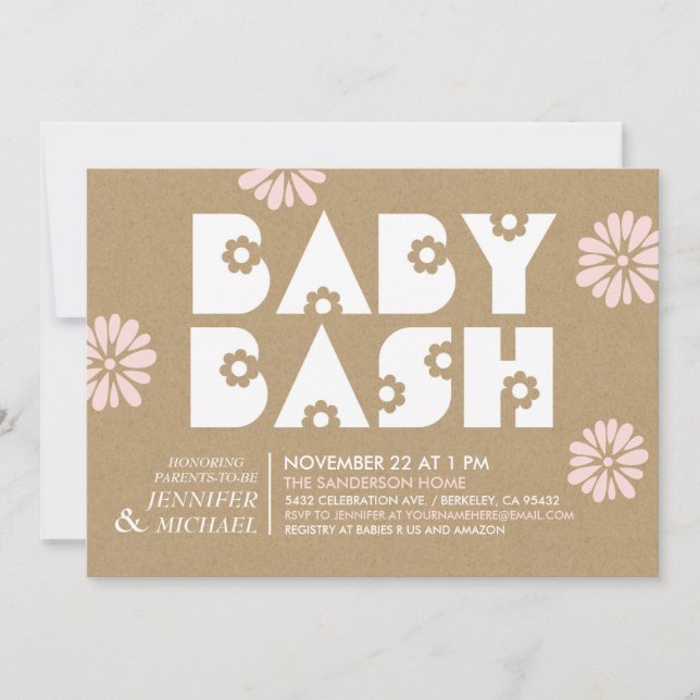 Baby Bash | Baby Shower Invitations Kraft Paper v2 (Front)