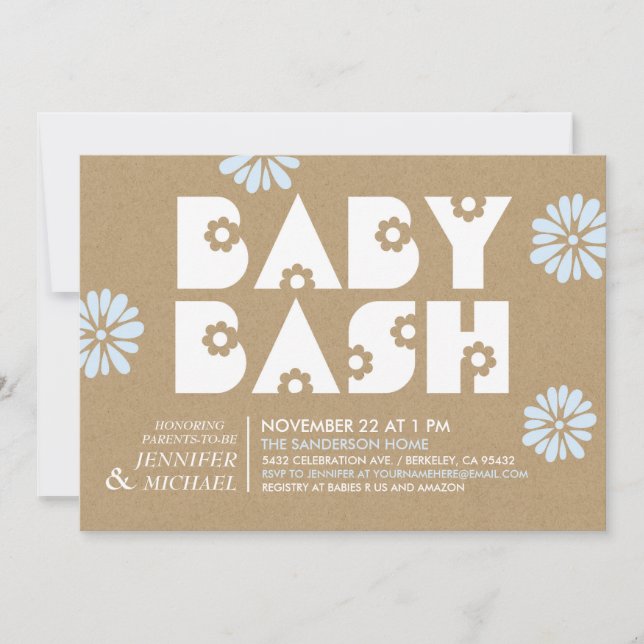 Baby Bash | Baby Shower Invitations Kraft Paper v3 (Front)