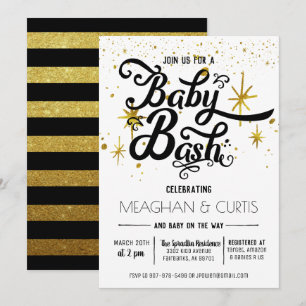 Baby Bash Invitation Black, White & Gold