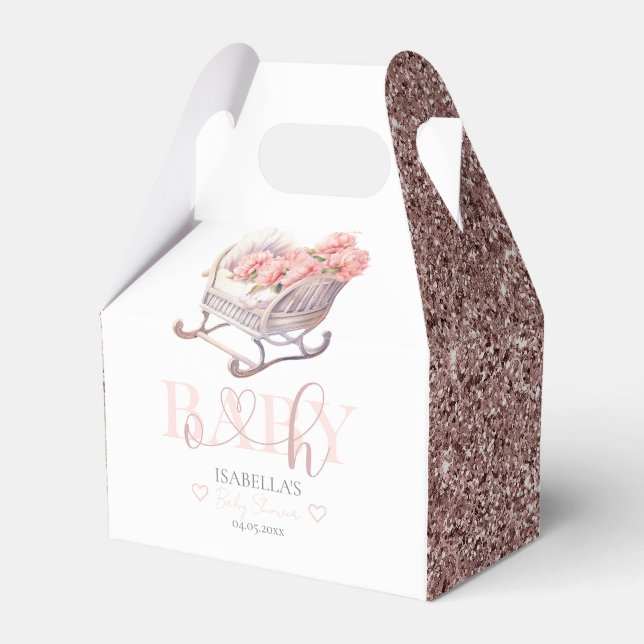 Baby Basket Baby Shower Gliter Favour Box (Front Side)