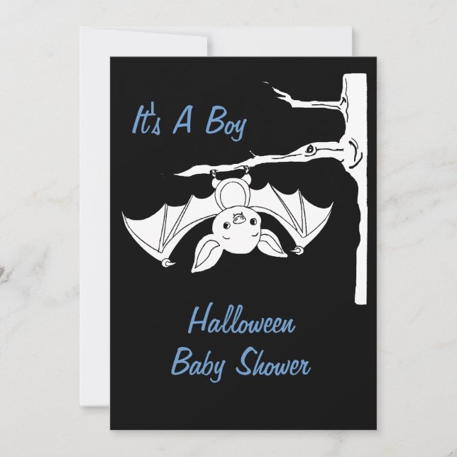Baby Bat Halloween Baby Shower Invitation Cards (Front)