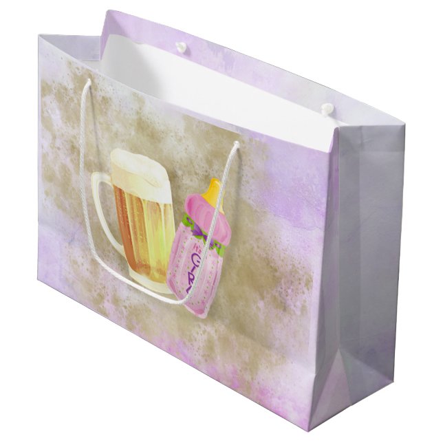 Baby BBQ and Beer | Summer Outdoor Shower Theme Large Gift Bag (Front Angled)