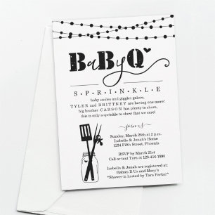 Baby BBQ - Baby Sprinkle Baby Q BaByQ Barbeque Invitation