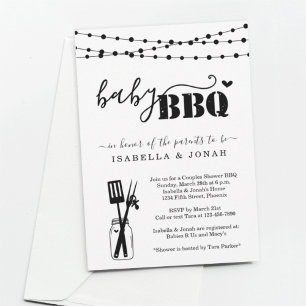 Baby BBQ - Couples Shower Baby Q BaByQ Barbeque Invitation