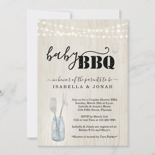 Baby BBQ Invitation - Couples Baby Q Barbeque (Front)