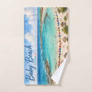 Baby Beach Aruba Caribbean Travel souvenir Hand Towel