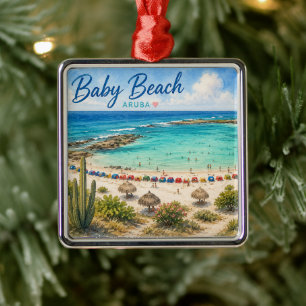 Baby Beach Aruba Caribbean Travel souvenir Metal Tree Decoration