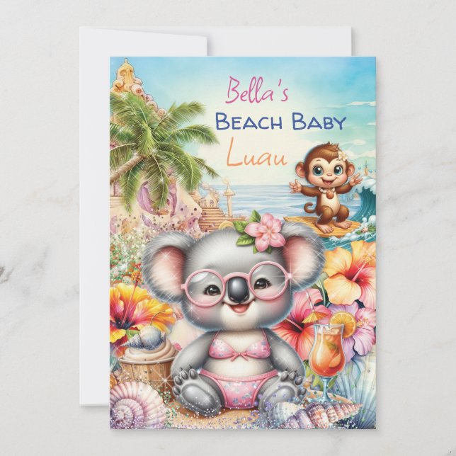 Baby Beach Party Theme Invitation (Front)