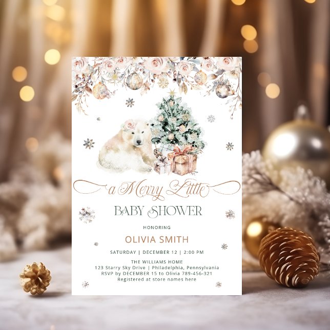 Baby Bear A merry Little Baby Shower Baby Shower Invitation (Creator Uploaded)