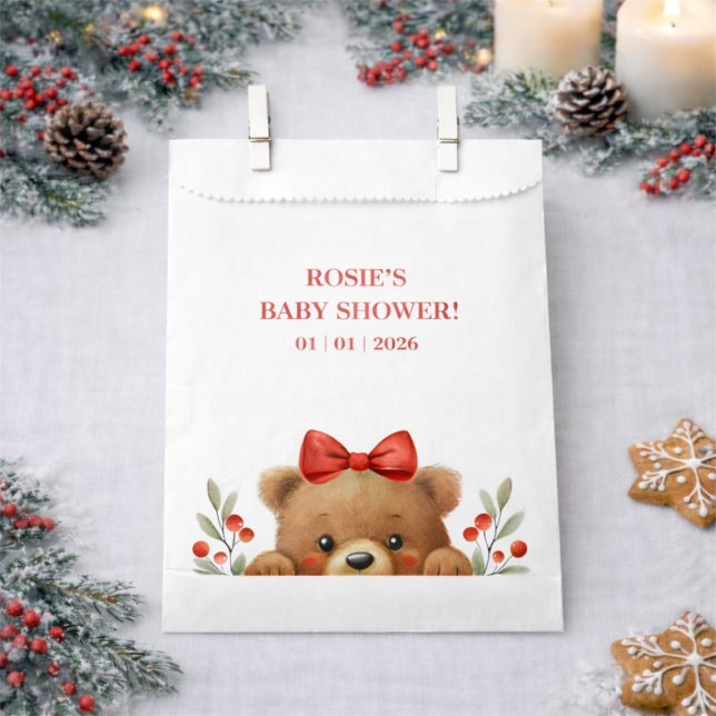 Baby Bear And Rowan Berries Baby Shower Favour Bags (Baby Bear And Rowan Berries Baby Shower Favor Bag)
