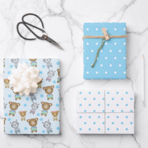 Baby Bear And Zebra, Polka Dot Wrapping Paper Sheet