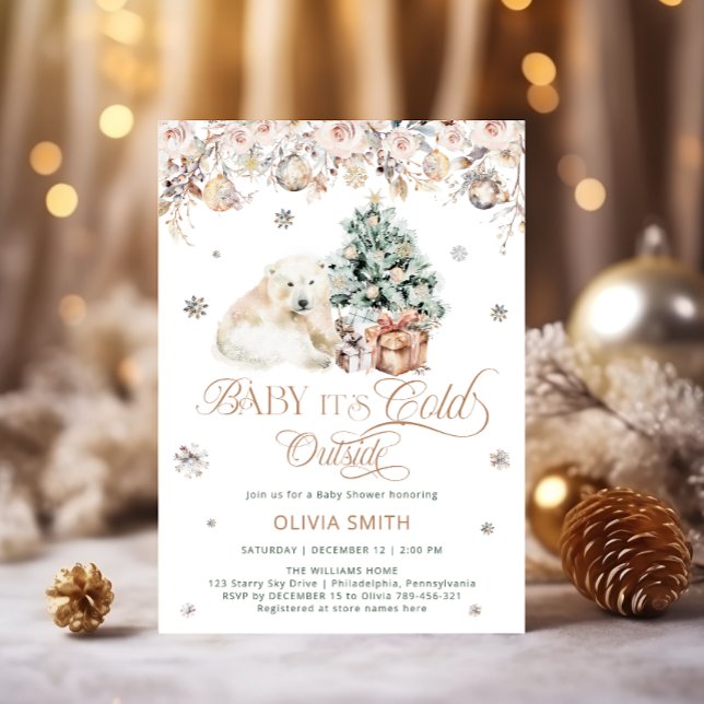 Baby Bear Baby it's Cold Outside Baby Shower Invitation (Creator Uploaded)