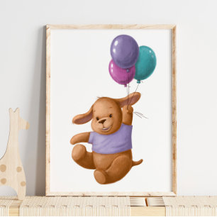 Baby Bear Balloons Print Bear Wall Print