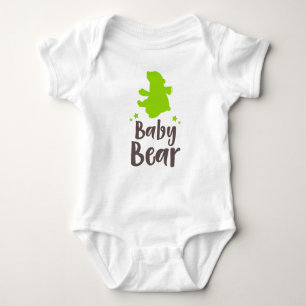 Baby Bear, Bear Cub, Cute Bear, Stars - Green Baby Bodysuit
