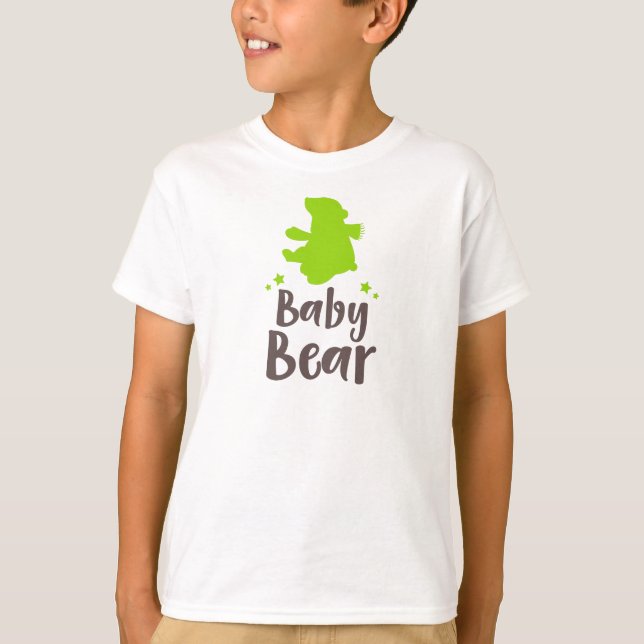 Baby Bear, Bear Cub, Cute Bear, Stars - Green T-Shirt (Front)