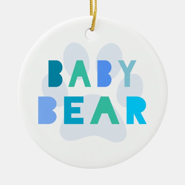 Baby bear - blue ceramic tree decoration (Front)