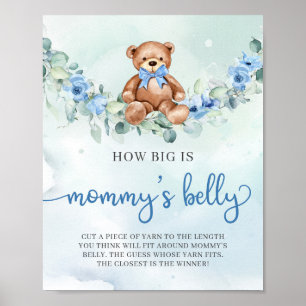 Baby bear blue floral How big Mummy's belly game Poster