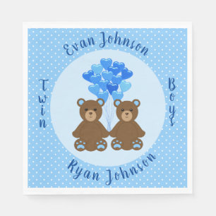 Baby Bear Boy Twins Paper Napkins