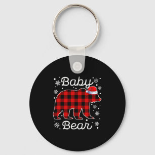 Baby Bear Christmas Pyjamas Red Plaid Buffalo Fami Key Ring