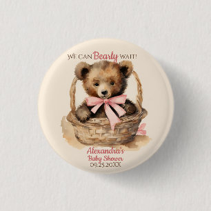 Baby Bear Cub Girls Baby Shower 3 Cm Round Badge