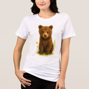Baby Bear Cub in the Wildflowers Tri-Blend Shirt