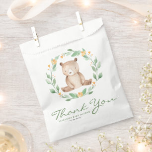 Baby Bear Greenery Wreath Baby Shower Thank You Favour Bags