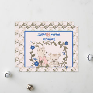 Baby Bear Half Year Birthday Card Girl