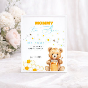 Baby Bear & Honey Girl, Boy Baby Shower Welcome Poster