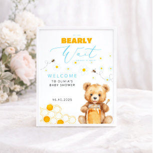 Baby Bear & Honey Girl, Boy Baby Shower Welcome Poster