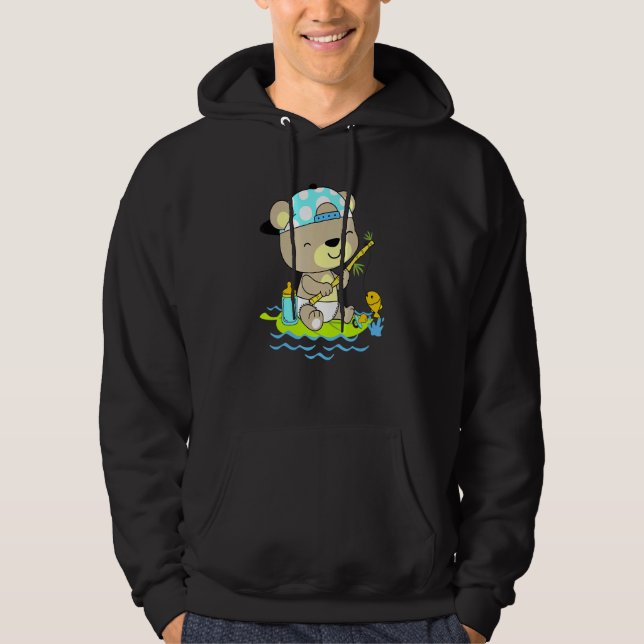 Baby Bear In Diaper Fishing Hoodie (Front)