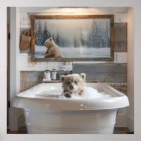 Baby Bear in the Bathtub Bathroom art