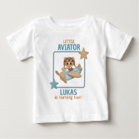 Baby Bear Little Aviator Boy Birthday White