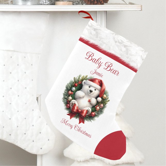 Baby Bear Name Family Matching Cute Kids Small Christmas Stocking (Baby Bear Name Family Matching Cute Kids Small Christmas Stocking)