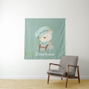 Baby Bear Name Personalised Baby Boy Cute Tapestry