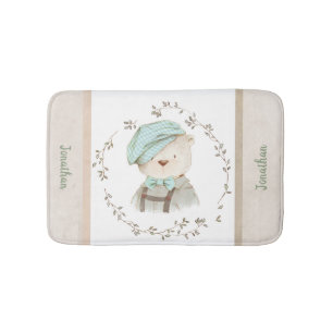 Baby Bear Personalize Cute Vintage Sweet Adorable Bath Mat