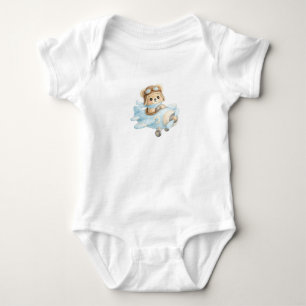 Baby Bear Pilot Airplane Cute Baby Bodysuit Ador