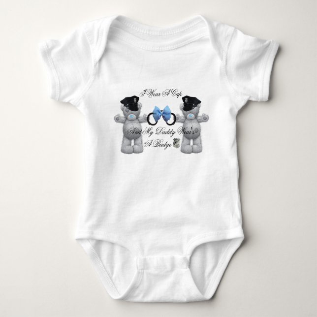 Baby Bear Police Officer Baby Bodysuit (Front)