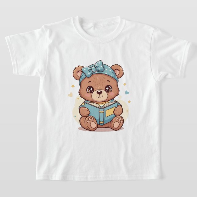 Baby Bear Reading a Book T-Shirt (Laydown)