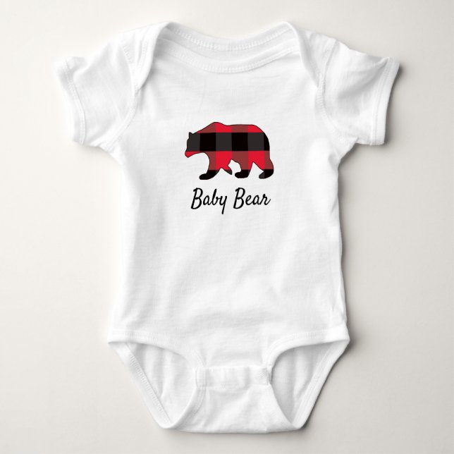 Baby Bear Red Buffalo Plaid Bodysuit (Front)