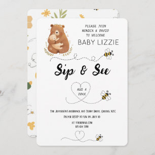Baby Bear Sip & See Personalized Invitation