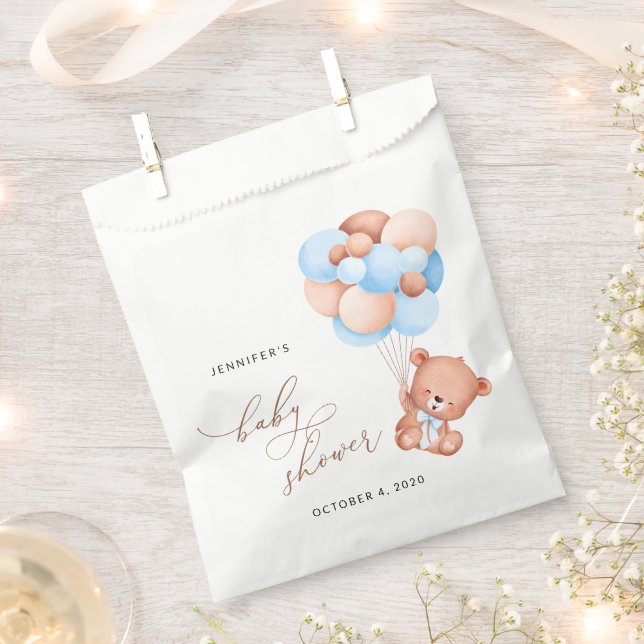 Baby Bear, Teddy Bear, Blue Balloons, Baby Shower Favour Bags