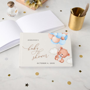 Baby Bear, Teddy Bear, Blue Balloons, Baby Shower Guest Book