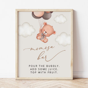 Baby Bear, Teddy Bear, Brown Balloons, Momosa Bar Poster